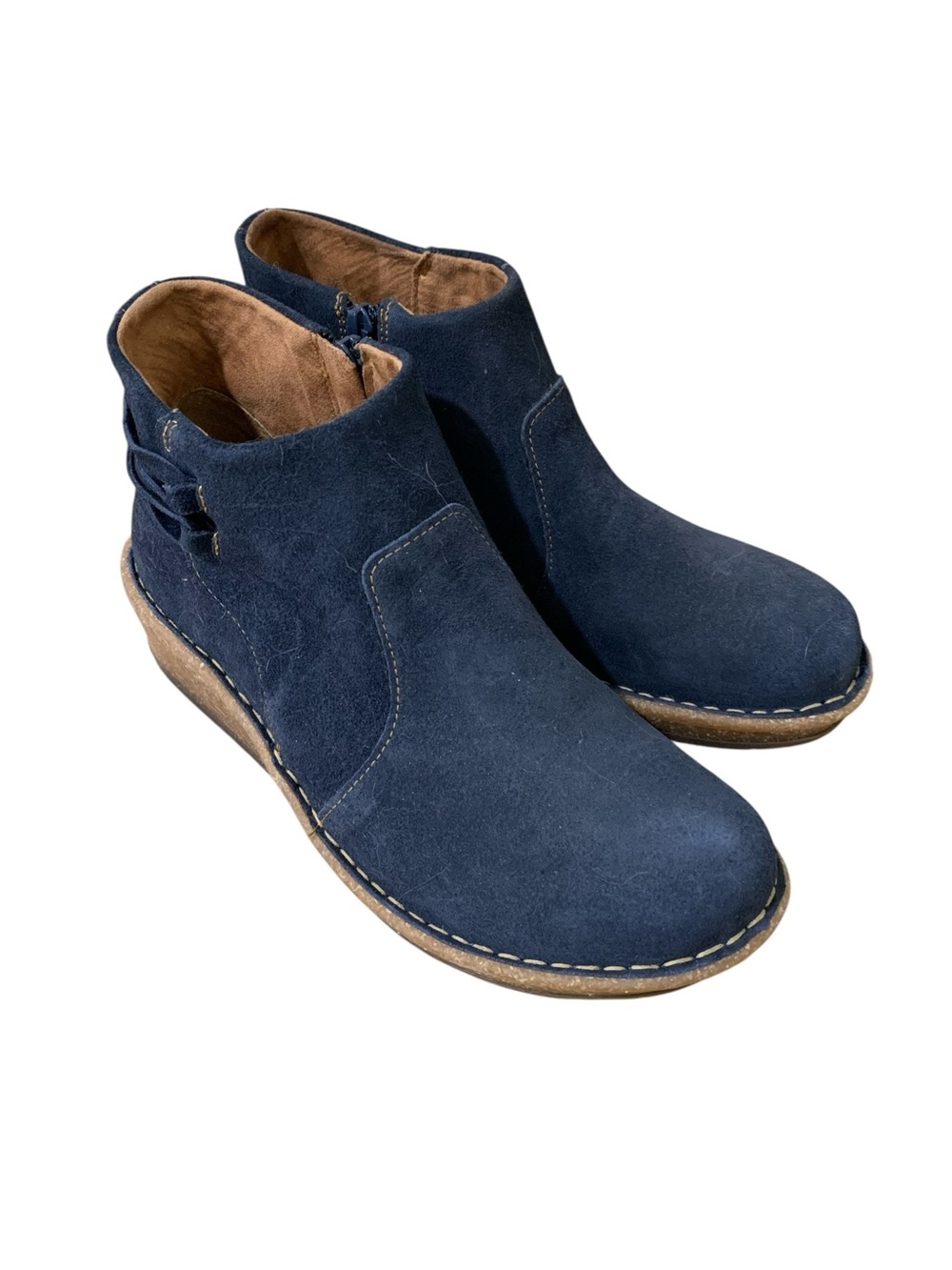 Born Viana women's wedge ankle boots in blue suede size 7.5 M